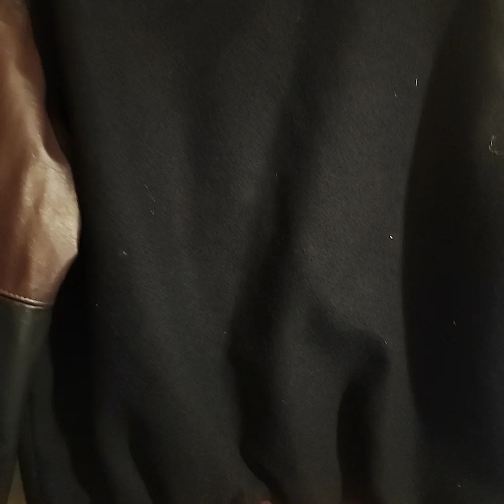 Holloway Black Navy Wool & Leather Bomber Jacket Varsity